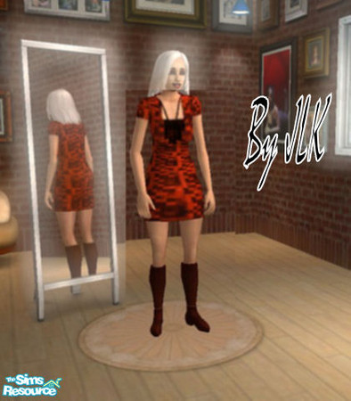 Sims 2 — Elder Help by bunny8675309 — Mosaic Dress W/ black undershirt.Enjoy By JLK. Comments welcome!