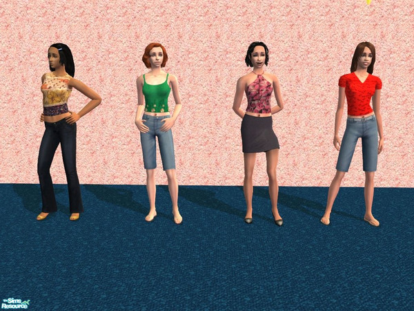 Sims 2 — Tops for female adults by starshine0 — a set of 4 tops for female adults