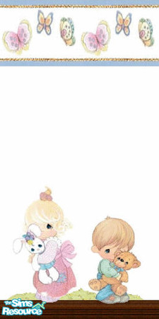 Sims 2 — Precious Moments Springtime 3 by Lorah — Beautiful butterflies border in pastel pink, yellow, blue, orange,