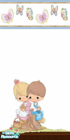 Sims 2 — Precious Moments Springtime 2 by Lorah — Beautiful butterflies border in pastel pink, yellow, blue, orange,