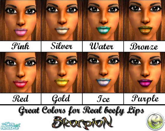 Sims 2 — Beefy Lips Colors by xSKoRPioNx — This is the set of the 8 great colors for beefy lips, hope you like it! Colors