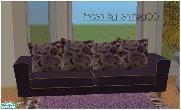 Sims 2 — Purple Roses Sofa by SSilver — This is a recolor of "The Arizona Sofa" by Shtink00. You will need the