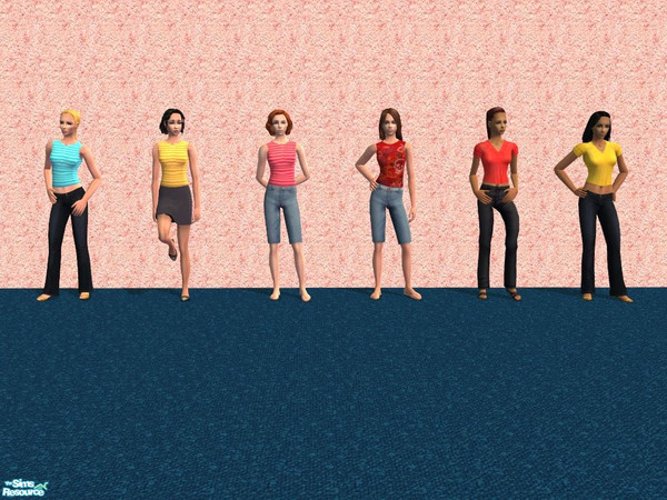 Sims 2 — Tops for female adults 2 by starshine0 — a set of 6 tops for female adults