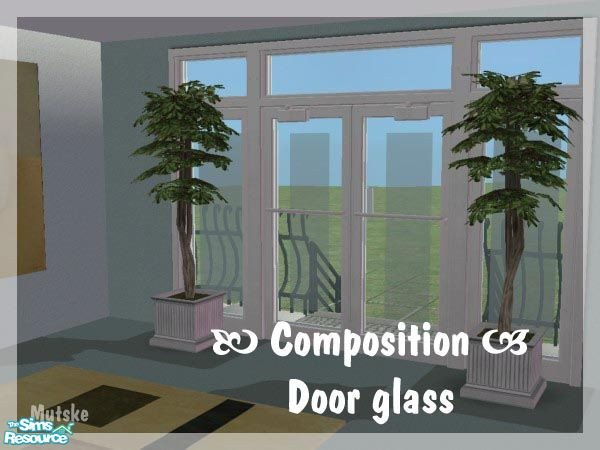 Sims 2 — Composition door glass by Mutske — Composition room. The rug is a recolour from Echo. The paintings are