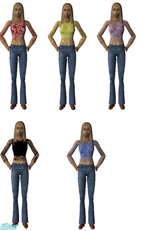 Sims 2 — lace sleeves by janicap — Set contains 5 tops