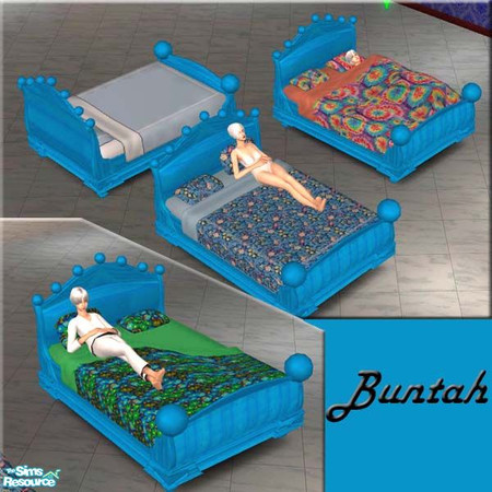 Sims 2 — Blue Ballsy Bed FRAME by buntah — This is a recolor of my ballsy bed FRAME. You must have the base mesh file in