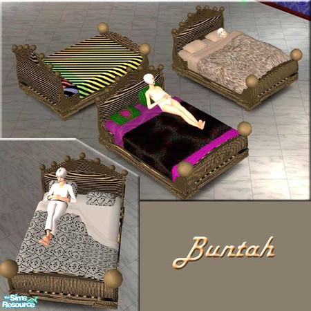 Sims 2 — Black/Brown Ballsy Bed FRAME by buntah — This is a recolor of my ballsy bed FRAME. You must have the base mesh