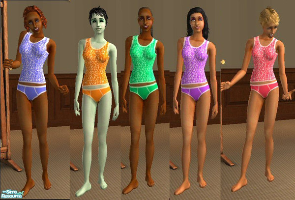 Sims 2 — Cheetah Undies Set by auracyan — A veritable rainbow of fun is now available in exciting cheetah prints.