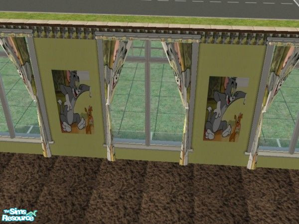 Sims 2 — Tom and Jerry curtains by ead425 — thanks to WB:11 items, 2 wall, 1 floor; curtains 