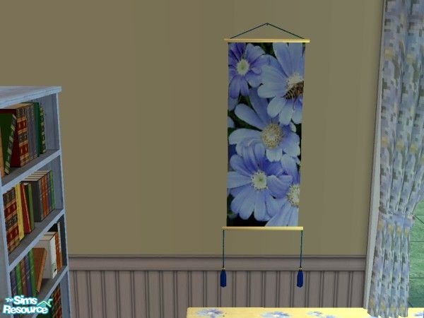 Sims 2 — Blue Daisy Wall Tapestry with Tassels by candrew22004 — I created a set starting with the Blue Daisy Alienware
