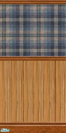 Sims 2 — Barn Wood and Plaid Country Livingroom Set - Wall by mightyfaithgirl — Barn Wood with plaid Wallpaper matches