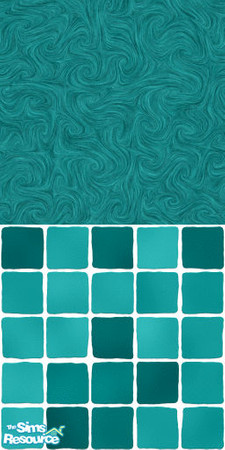 Sims 2 — MDP Teal Swirl Half Solid-Tile by MelandStv — There are 10 colours and 2 textures for a total of 20 walls in