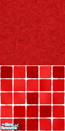 Sims 2 — MDP Red Swirl Half Solid-Tile by MelandStv — There are 10 colours and 2 textures for a total of 20 walls in this