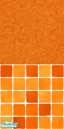 Sims 2 — MDP Orange Swirl Half Solid-Tile by MelandStv — There are 10 colours and 2 textures for a total of 20 walls in