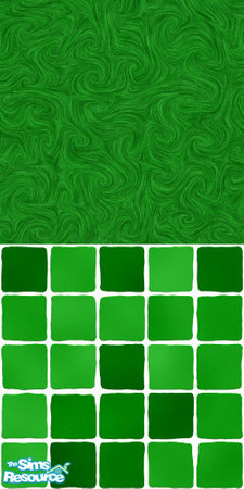 Sims 2 — MDP Green Swirl Half Solid-Tile by MelandStv — There are 10 colours and 2 textures for a total of 20 walls in