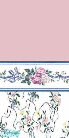 Sims 2 — Flowers Bordered by Lorah — Pink, white and yellow flowers with blue ribbon.