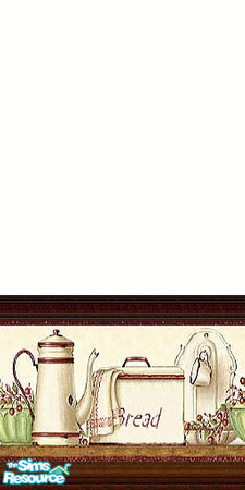 Sims 2 — Bread by Lorah — Bread box, tea pot, cup holder, towel, ect. for the kitchen in cream, brown and green.