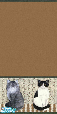 Sims 2 — Here Kitty Kitty by skyewr — Brown wall with cat border at bottom.