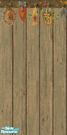 Sims 2 — Country Pegboard by skyewr — Aged wood wall, with a pegboard border.