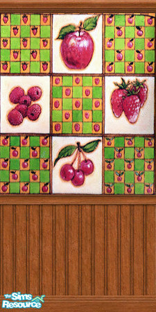 Sims 2 — Apples and Cherries 3 by bduncan579 — This fruity pattern would look good on any wall.