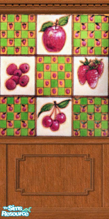 Sims 2 — Apples and Cherries 2 by bduncan579 — This fruity pattern would look good on any wall.