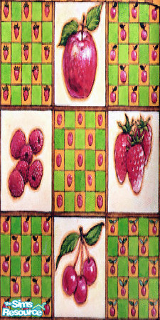 Sims 2 — Apples and Cherries by bduncan579 — This fruity pattern will look good on any wall.