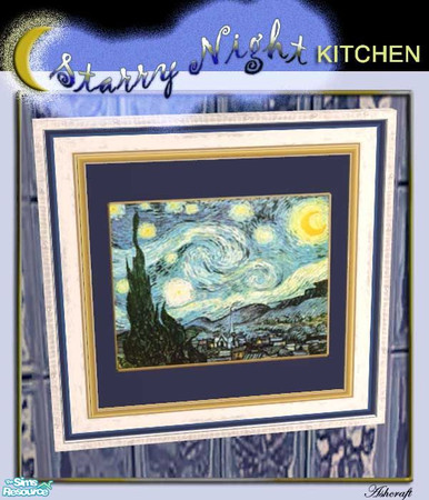 Sims 2 — Starry Night Van Gogh Painting by Cashcraft — A masterpiece for your Starry Night Kitchen set, by the master