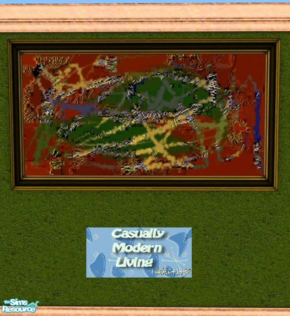 Sims 2 — Modern Thinking Painting by Nikki041498 — Done in Red, green, gold, and blue this painting harkens back to the