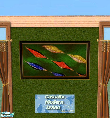 Sims 2 — Diamonds in the Rough Painting by Nikki041498 — Bright green background with blue, red, and gold diamonds done