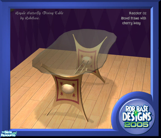 Sims 2 — Blond wood legs - cherry inlay by robbase — This recolor requires the (Royal Butterfly Dining Table Base Mesh)