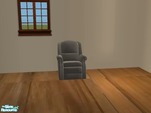 Sims 2 — Barn Wood and Plaid Country Livingroom Set - Recliner by mightyfaithgirl — Grey recolor of the Wayback Recliner.
