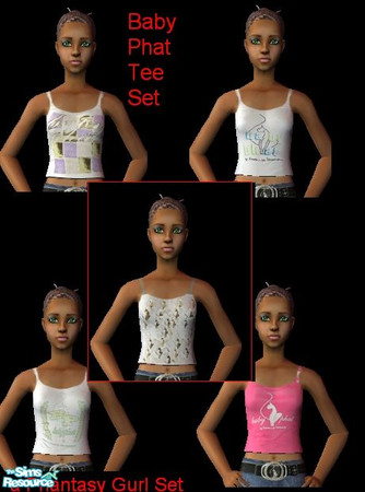 Sims 2 — Baby Phat Tee Collection by PhantasyGurl — An Exclusive set by yours truly.Includes a set of five (5) Baby Phat
