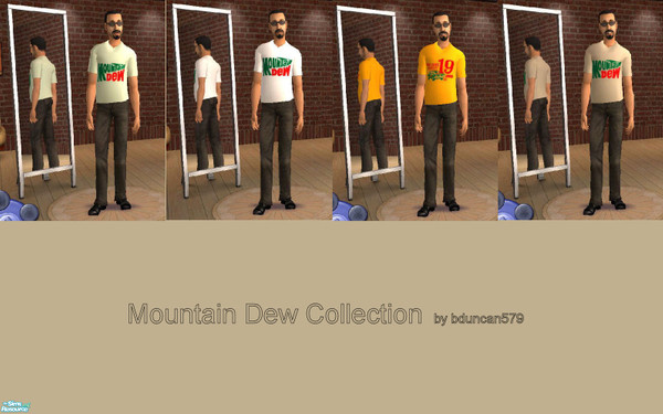 Sims 2 — Mountain Dew Mens Collection by bduncan579 — This is a set of shirts for male sims with the Mountain Dew logo.