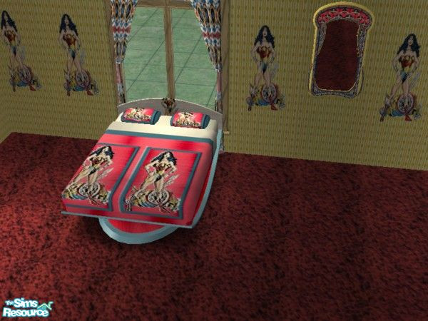 Sims 2 — Wonder Woman bed by ead425 — thanks to DC comics:14 items:2 walls:1 floor bed 
