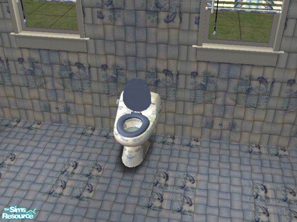 Sims 2 — dolphin toilet by ead425 — 12 items 1 wall 1 floor: includes, toilet 