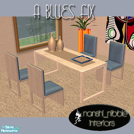 Sims 2 — A Blues Fix Dining Room - dining chair by TSR Archive — This set uses the meshes from my set \'cubism dining.\'