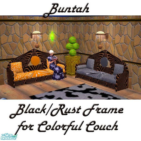 Sims 2 — Black Wood FRAME by buntah — This is a recolor for the FRAME for my colorful couches.