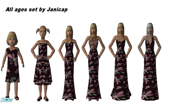 Sims 2 — All ages formal by janicap — set contains formal dress for each age