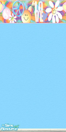 Sims 2 — Flower Power Blue by skyewr — Main color is blue, border has flowers and peace signs. Fun for children and/or