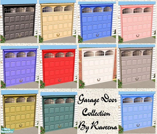 Sims 2 — Garage Door Collection by Raveena — Your choice of 11 different colored garage doors. Each door has 3