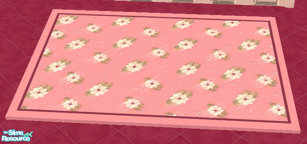 Sims 2 — GR - 3x4 Rug by Simaddict99 — painted flowers on pink area rug. requires Echo\'s 3x4 rug mesh. (here at TSR