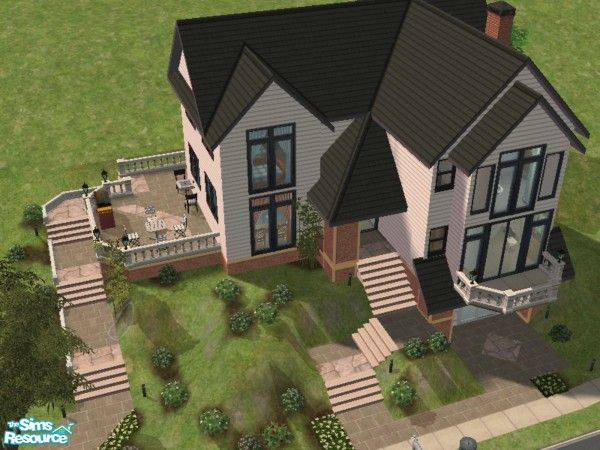 Sims 2 — The Shindle by Liugao — This house contains bedrooms, 4 1/2 bathrooms, living room, den, dining/kitchen, music