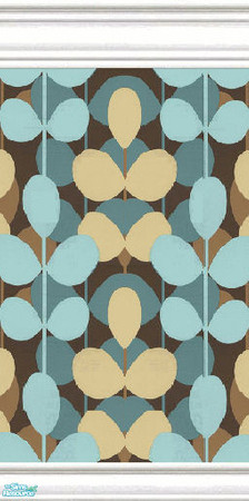Sims 2 — jsf2CottageLLeaves by jsf — In cottage mouldings, stylized leaves in aqua, tan, and teal on a brown ground form