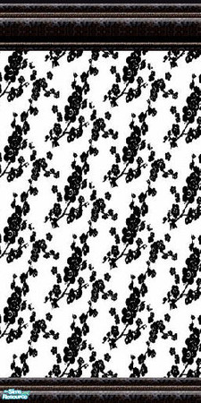 Sims 2 — jsf2BlackBranchesRetro by jsf — In subtley textured black mouldings, a pattern of flower covered branches. Find