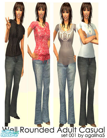 Sims 2 — Well Rounded Casual by agaliha5 — You must download the mesh for these recolors to work