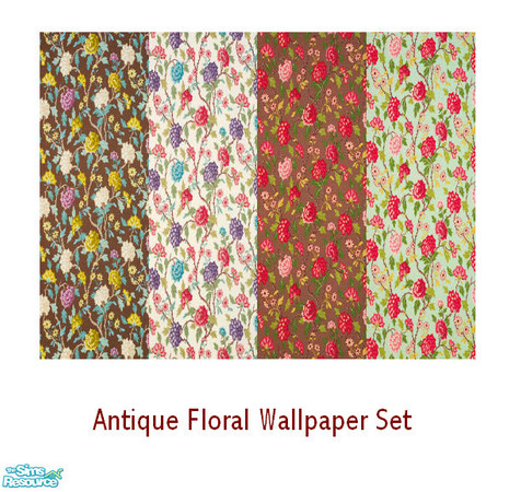 Sims 2 — Antique Floral Wallpaper Set by thekewlestnerd — Fun floral design for your sims!