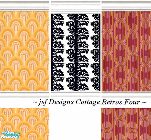 Sims 2 — jsf Designs Cottage Retros Four by jsf — For the World Without Time Retro theme. Wallpapers and carpets in