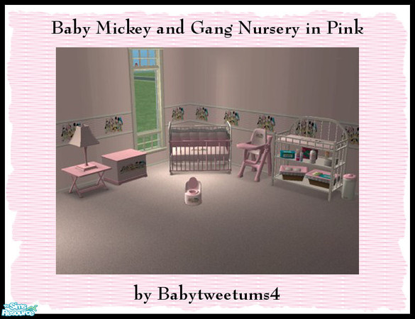 Sims 2 — Baby Mickey and Gang Nursery in Pink by babytweetums4 — Here is yet another nursery. Baby Mickey and Gang for