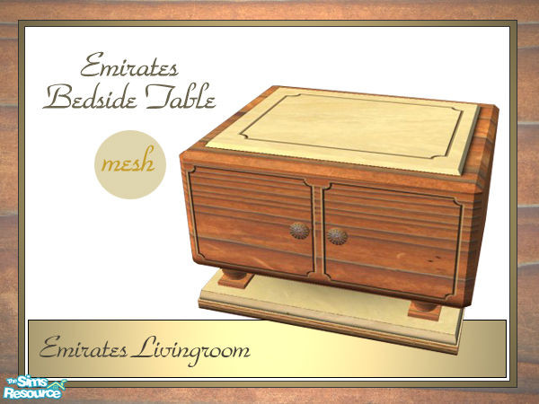Sims 2 — Emirates Bedside Table by senemm — A antique and elegant livingroom made of noble wood, marble and gold. -