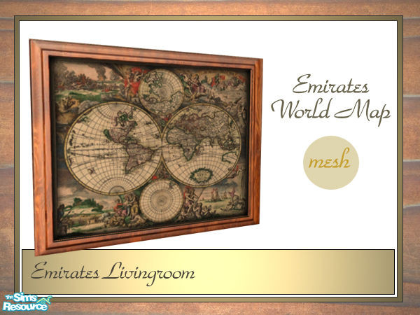 Sims 2 — Emirates World Map by senemm — A antique and elegant livingroom made of noble wood, marble and gold. - Inspired